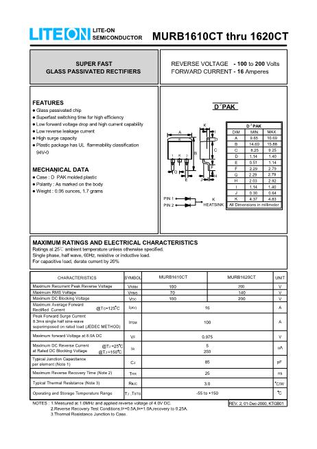 MURB1610CT數(shù)據(jù)手冊(cè)封面