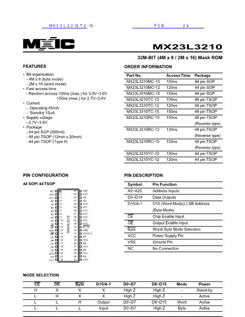 MX23L3210数据手册封面