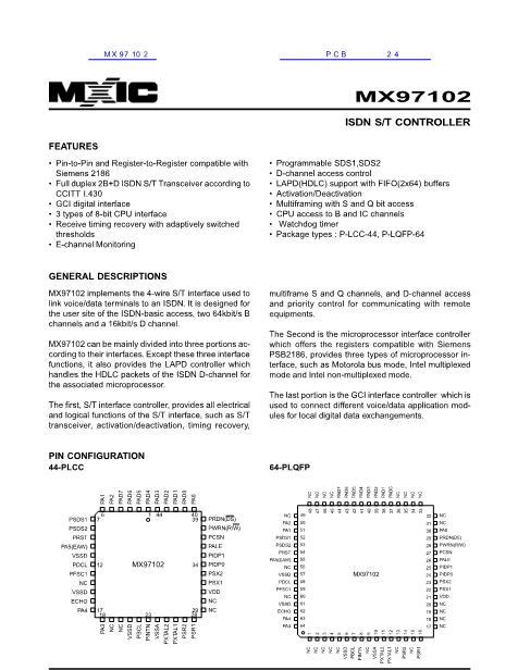 MX97102数据手册封面