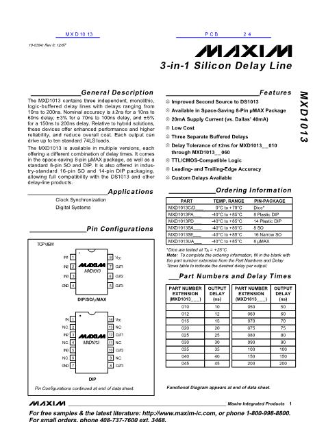 MXD1013數(shù)據(jù)手冊(cè)封面