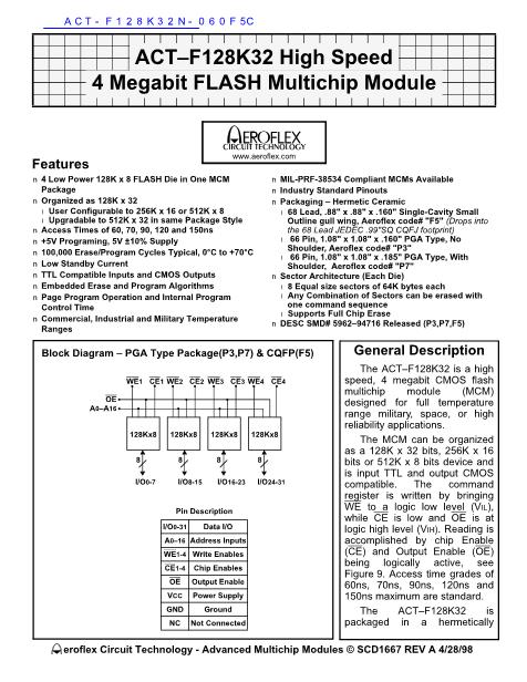 ACT-F128K32N-060F5C數(shù)據(jù)手冊(cè)封面