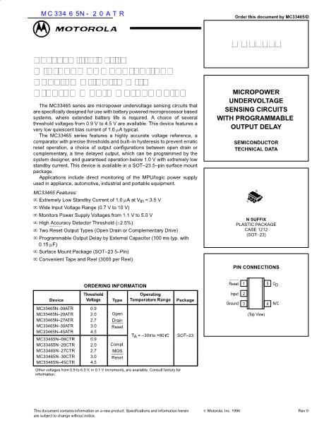 MC33465N-20ATR数据手册封面