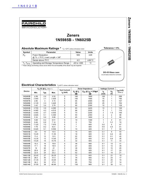 1N6021B數(shù)據(jù)手冊封面