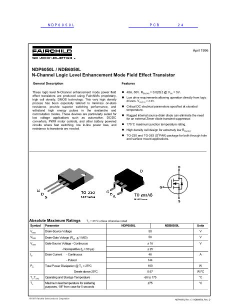 NDB6050L數(shù)據(jù)手冊封面