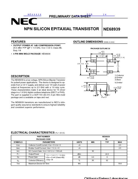 NE68939數(shù)據(jù)手冊(cè)封面