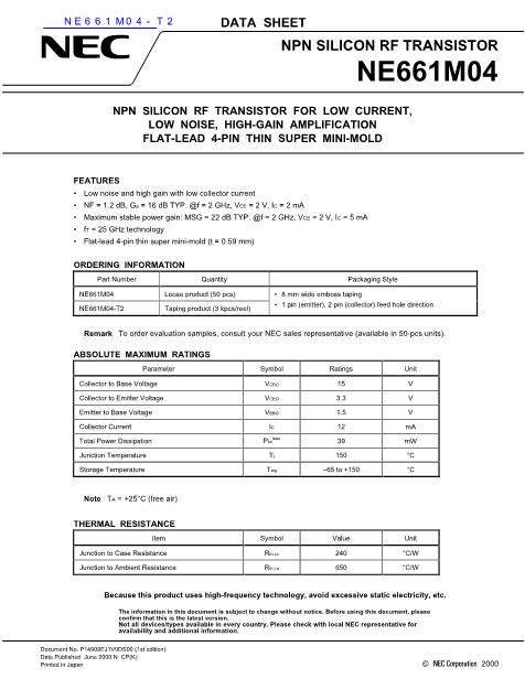 NE661M04-T2數(shù)據(jù)手冊封面