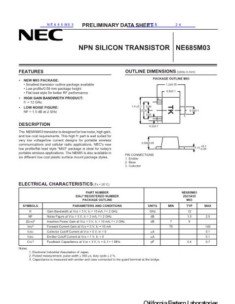 NE685M03數(shù)據(jù)手冊(cè)封面