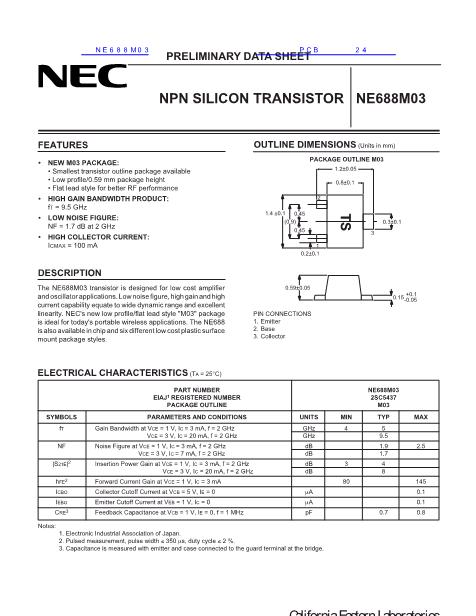 NE688M03數(shù)據(jù)手冊封面