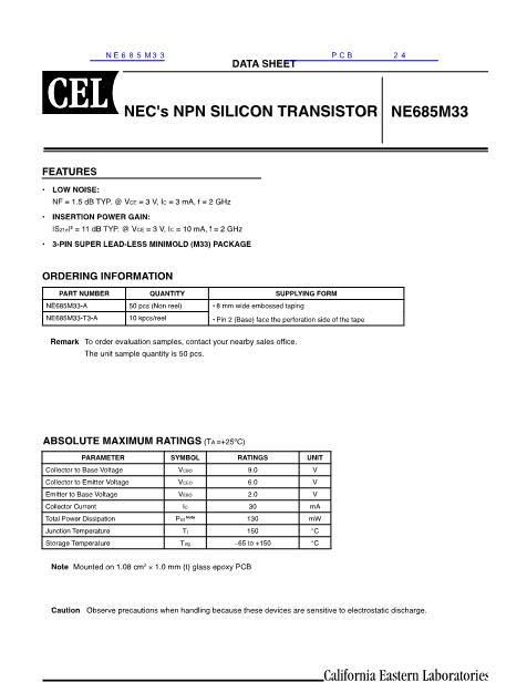 NE685M33數(shù)據(jù)手冊封面