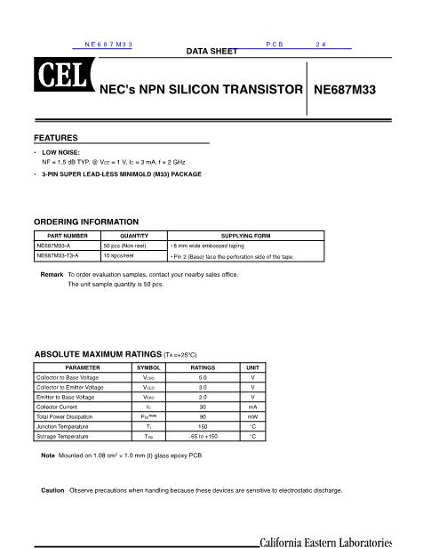 NE687M33數(shù)據(jù)手冊封面