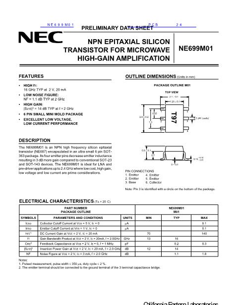 NE699M01數(shù)據(jù)手冊(cè)封面