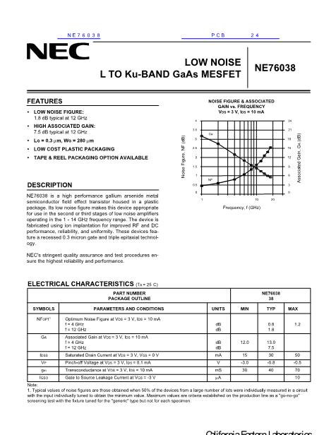 NE76038數(shù)據(jù)手冊封面