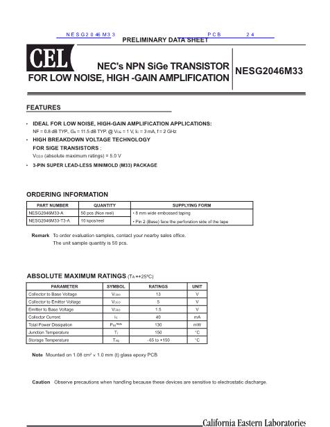NESG2046M33數(shù)據(jù)手冊(cè)封面