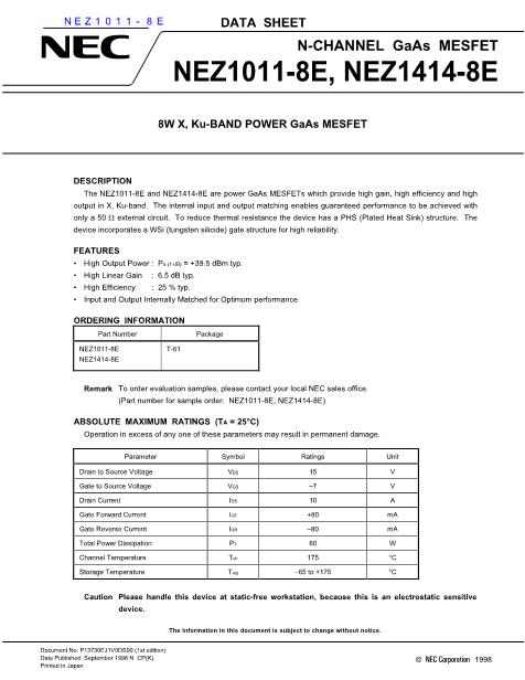 NEZ1011-8E数据手册封面