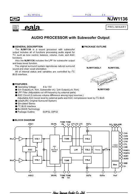 NJW1136數(shù)據(jù)手冊封面