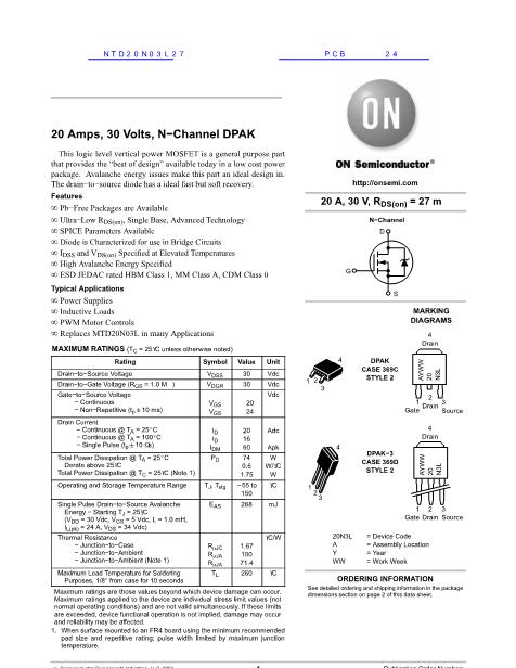 NTD20N03L27數(shù)據(jù)手冊(cè)封面