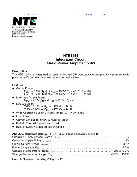 NTE1155数据手册封面