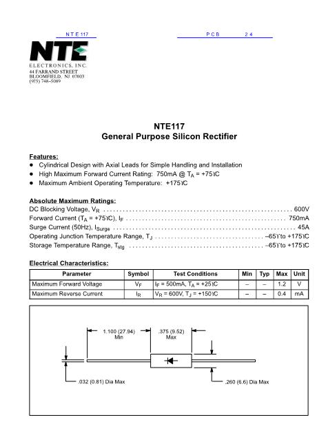 NTE117数据手册封面