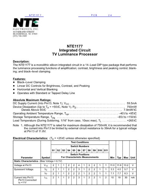 NTE1177数据手册封面