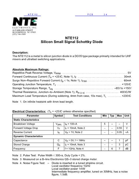 NTE112数据手册封面