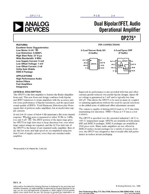 OP275數(shù)據(jù)手冊(cè)封面