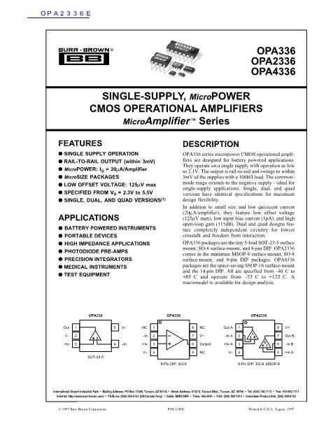 OPA2336E數(shù)據(jù)手冊(cè)封面