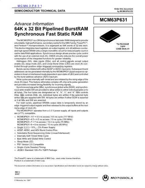 MCM63P631數(shù)據(jù)手冊封面