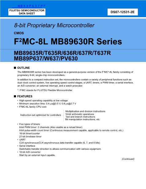 MB89P637PF数据手册封面