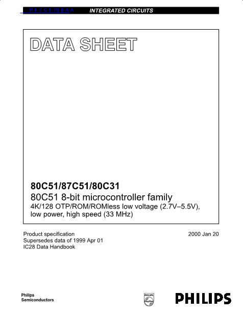 P87C51SBAA数据手册封面
