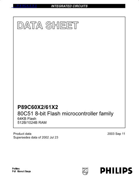 P89C60X2数据手册封面