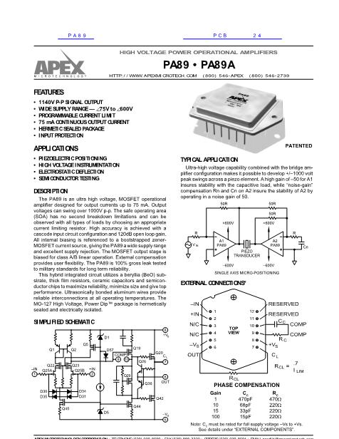 PA89数据手册封面