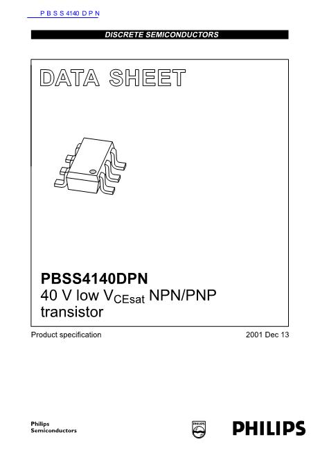 PBSS4140DPN数据手册封面