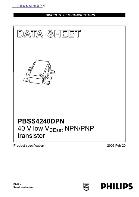 PBSS4240DPN数据手册封面