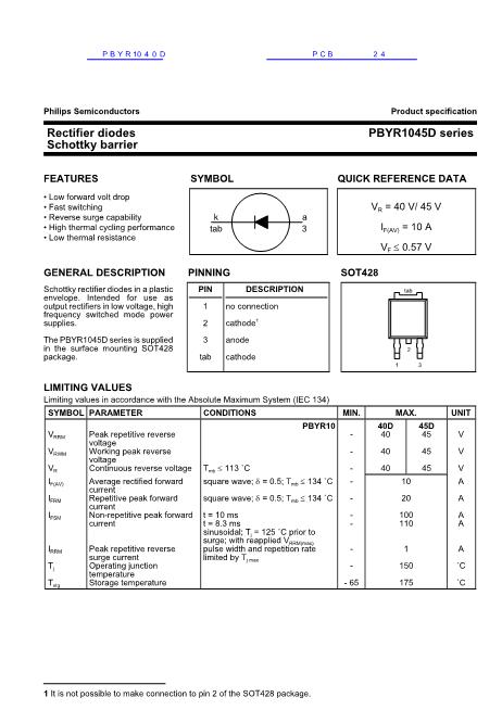 PBYR1040D数据手册封面