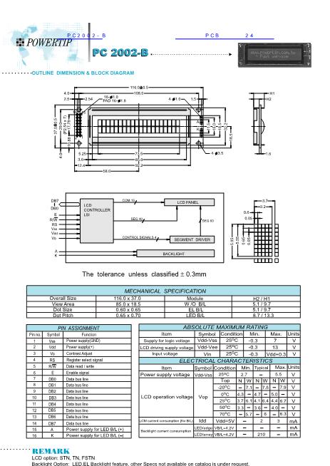 PC2002-B数据手册封面