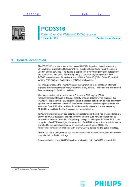 PCD3316数据手册封面