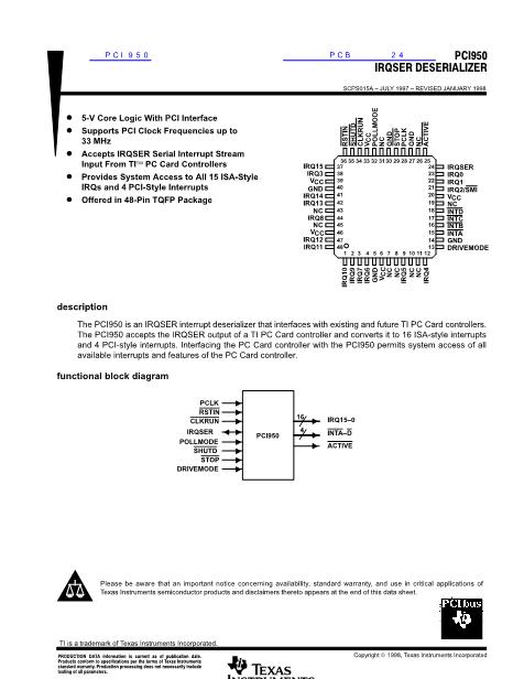 PCI950数据手册封面