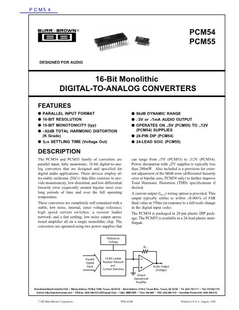 PCM54数据手册封面