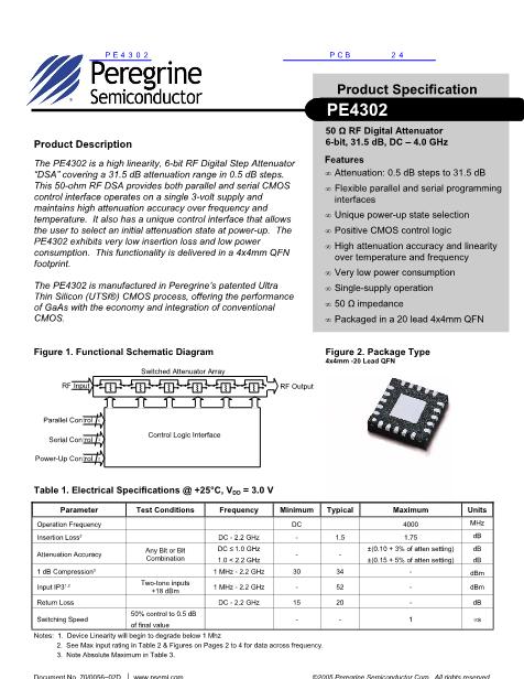 PE4302数据手册封面