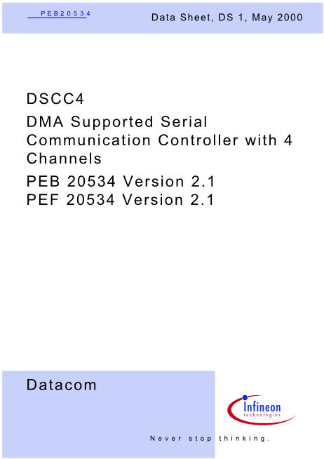 PEB20534數(shù)據(jù)手冊(cè)封面
