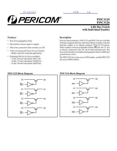 PI5C3125数据手册封面