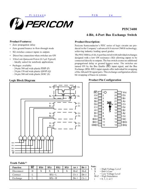 PI5C3400数据手册封面