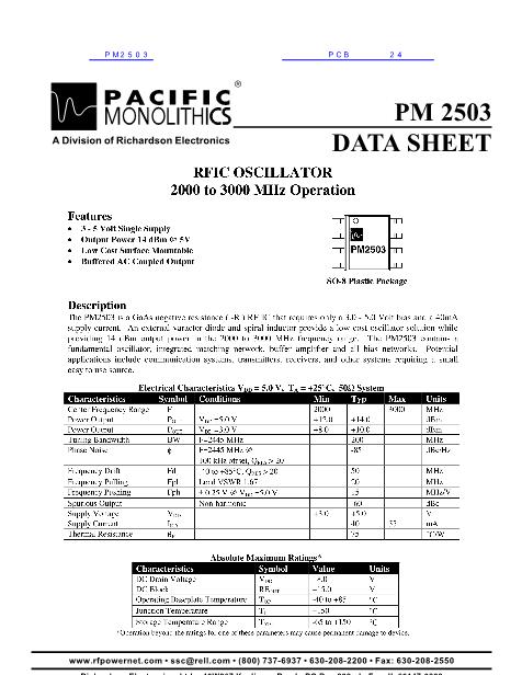 PM2503数据手册封面