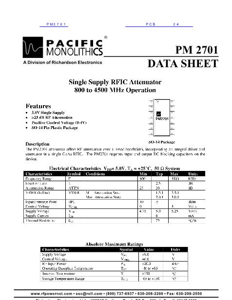 PM2701数据手册封面