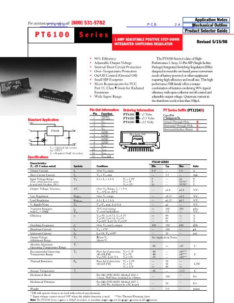 PT6100數(shù)據(jù)手冊(cè)封面