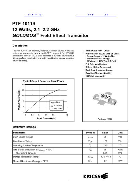 PTF10119数据手册封面