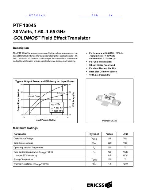 PTF10045数据手册封面