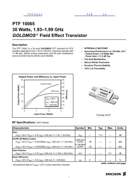 PTF10065数据手册封面