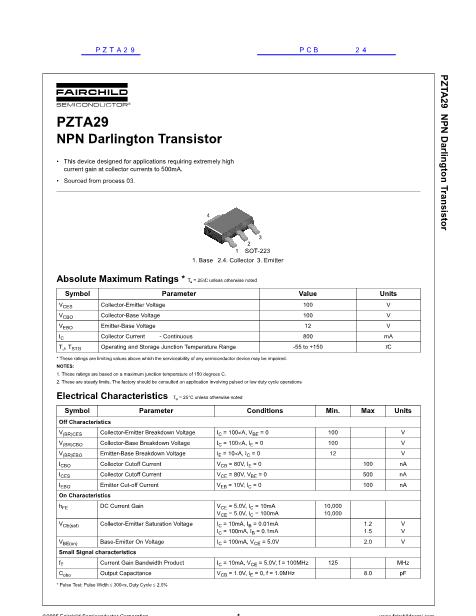 PZTA29数据手册封面