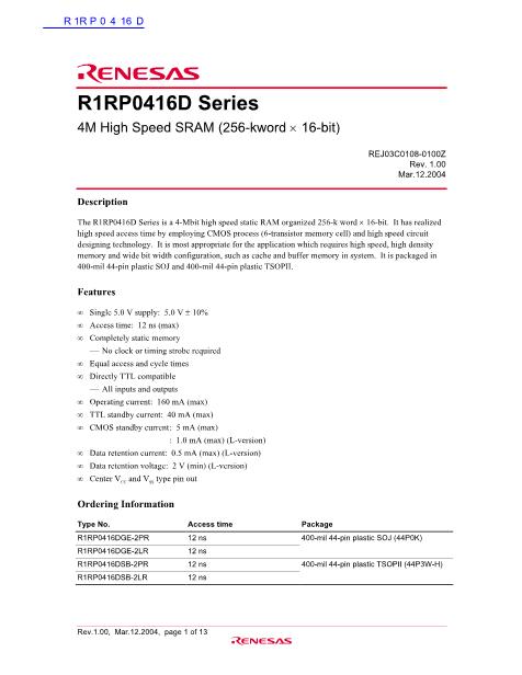 R1RP0416D数据手册封面